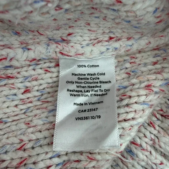 Talbots Women's Cable‎ Knit Sweater Speckled Pink Blue White Cotton Size Medium - Picture 5 of 7